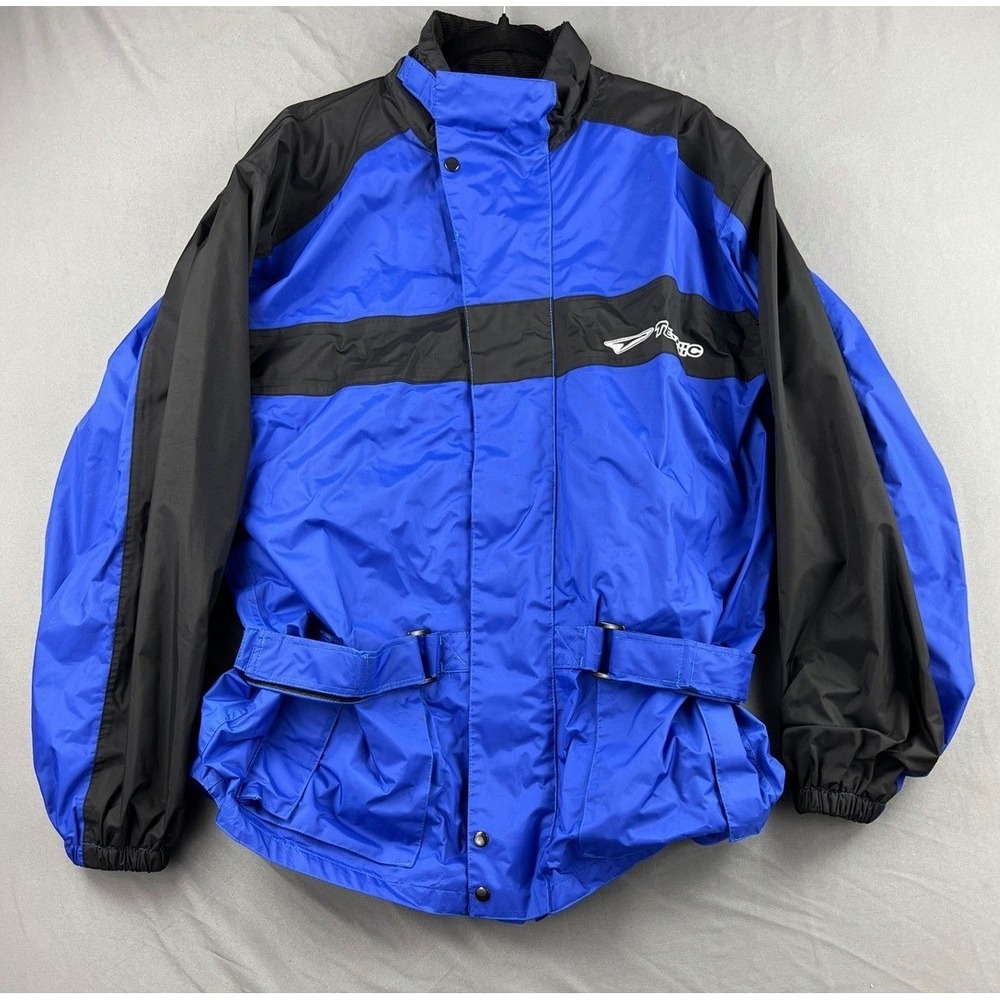 Teknic Motorcycle Jacket Mens XL Blue Black Windbreaker Mesh Reflective Good